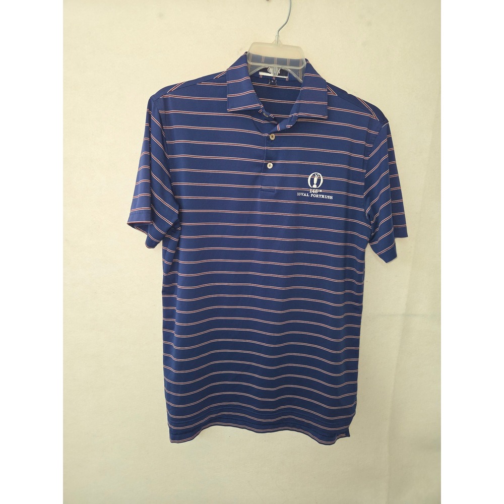 The Open 148th Royal Portrush Golf Polo Shirt Small Blue Striped Short Sleeve